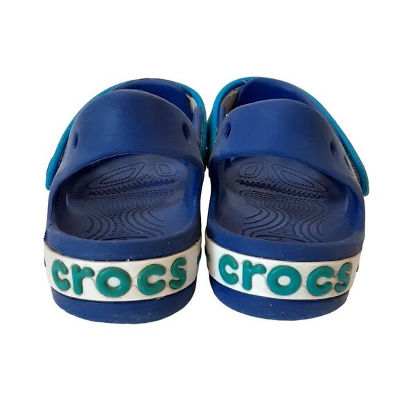Crocs Crocband Sandals Blue Adjustable Hook & Loop Strap Juniors 3 Water Shoes - Picture 5 of 9